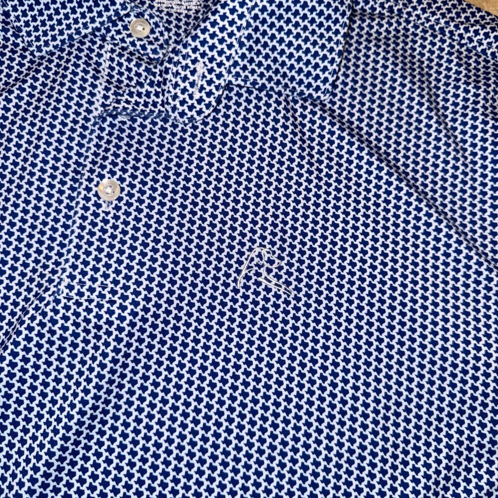 Rhoback State of Texas All Over Print Short Sleeve Mens Polo White/Blue Size XL